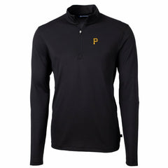 Pittsburgh Pirates Cutter & Buck Big & Tall Virtue Eco Pique Quarter-Zip Pullover Jacket - Black - MLB Online