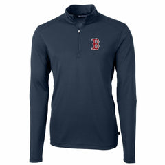Boston Red Sox Cutter & Buck Big & Tall Virtue Eco Pique Quarter-Zip Pullover Jacket - Navy - MLB on Sale
