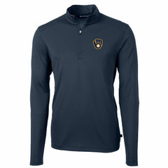 Milwaukee Brewers Cutter & Buck Big & Tall Virtue Eco Pique Quarter-Zip Pullover Jacket - Navy - MLB Discount