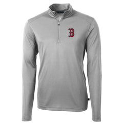 Boston Red Sox Cutter & Buck Big & Tall Virtue Eco Pique Quarter-Zip Pullover Jacket - Gray - MLB Sale