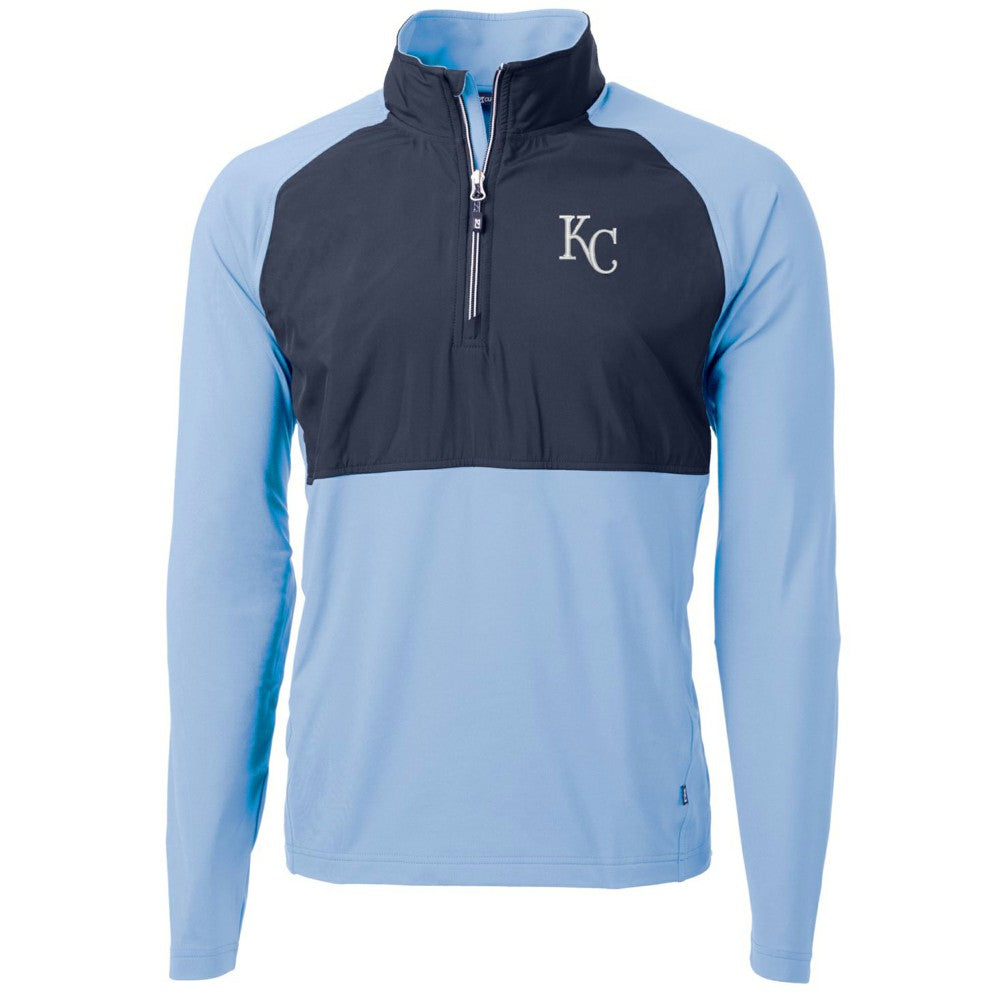 Kansas City Royals Cutter & Buck Adapt Eco Knit Hybrid Recycled Quarter-Zip Pullover Jacket - Light Blue/Navy - MLB Online