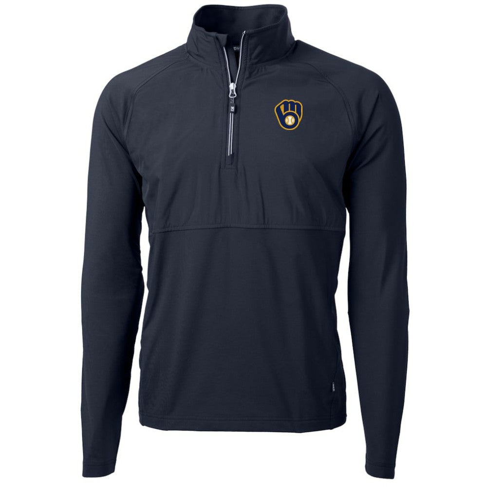Milwaukee Brewers Cutter & Buck Adapt Eco Knit Hybrid Recycled Quarter-Zip Pullover Jacket - Navy - MLB Online