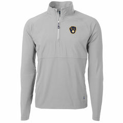 Milwaukee Brewers Cutter & Buck Adapt Eco Knit Hybrid Recycled Quarter-Zip Pullover Jacket - Gray - MLB on Sale