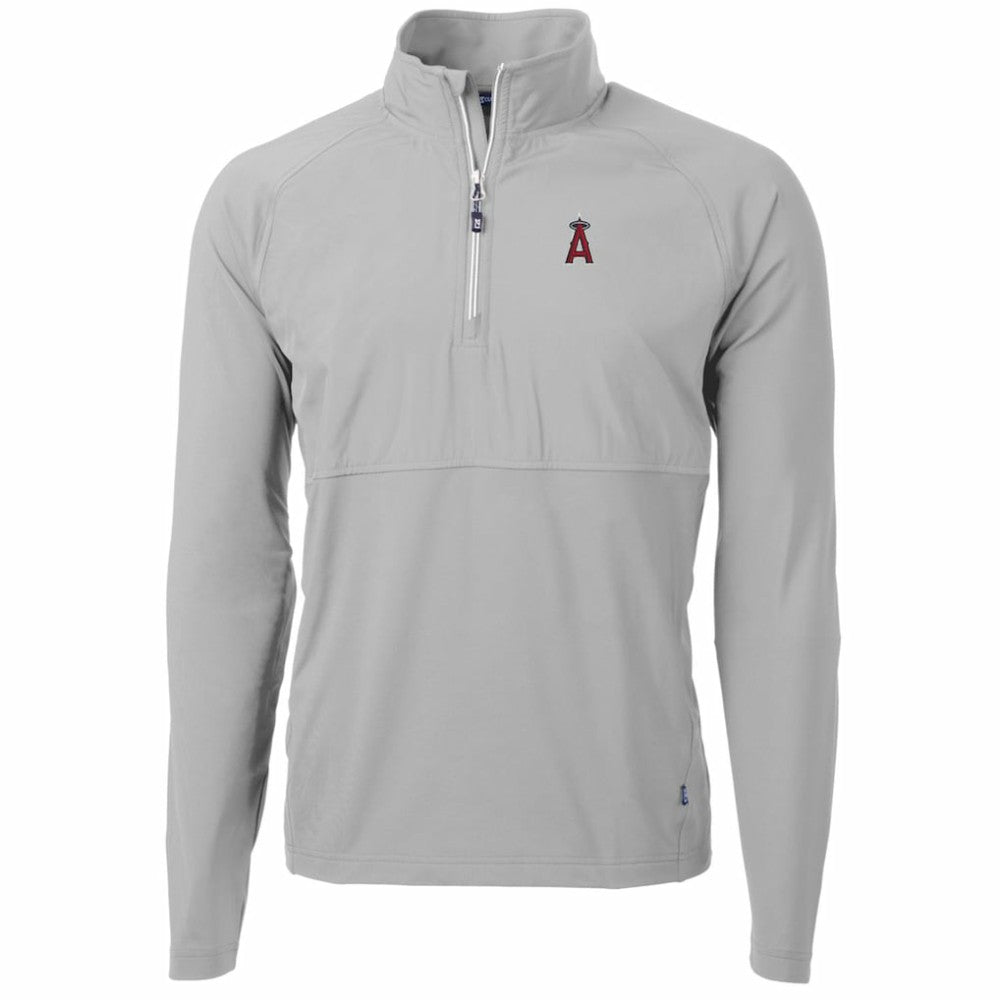 Los Angeles Angels Cutter & Buck Adapt Eco Knit Hybrid Recycled Quarter-Zip Pullover Jacket - Gray - MLB Lifestyle