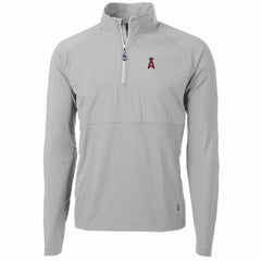 Los Angeles Angels Cutter & Buck Adapt Eco Knit Hybrid Recycled Quarter-Zip Pullover Jacket - Gray - MLB Lifestyle