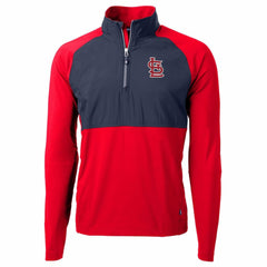 St. Louis Cardinals Cutter & Buck Adapt Eco Knit Hybrid Recycled Quarter-Zip Pullover Jacket - Red/Navy - MLB Sale