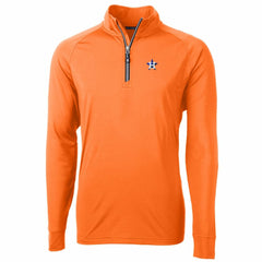 Houston Astros Cutter & Buck Adapt Eco Knit Stretch Recycled Quarter-Zip Pullover Jacket - Orange - MLB Discount