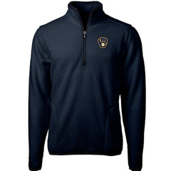 Milwaukee Brewers Cutter & Buck Cascade Eco Sherpa Fleece Quarter-Zip Pullover Jacket - Navy - MLB Discount
