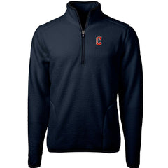 Cleveland Guardians Cutter & Buck Cascade Eco Sherpa Fleece Quarter-Zip Pullover Jacket - Navy - MLB Lifestyle