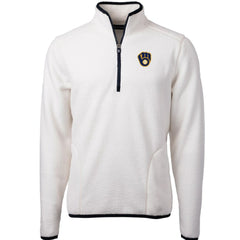 Milwaukee Brewers Cutter & Buck Cascade Eco Sherpa Fleece Quarter-Zip Pullover Jacket - White/Navy - MLB Online