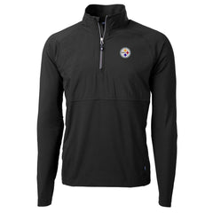 Pittsburgh Steelers Cutter & Buck Adapt Eco Knit Hybrid Recycled Quarter-Zip Raglan Jacket Black