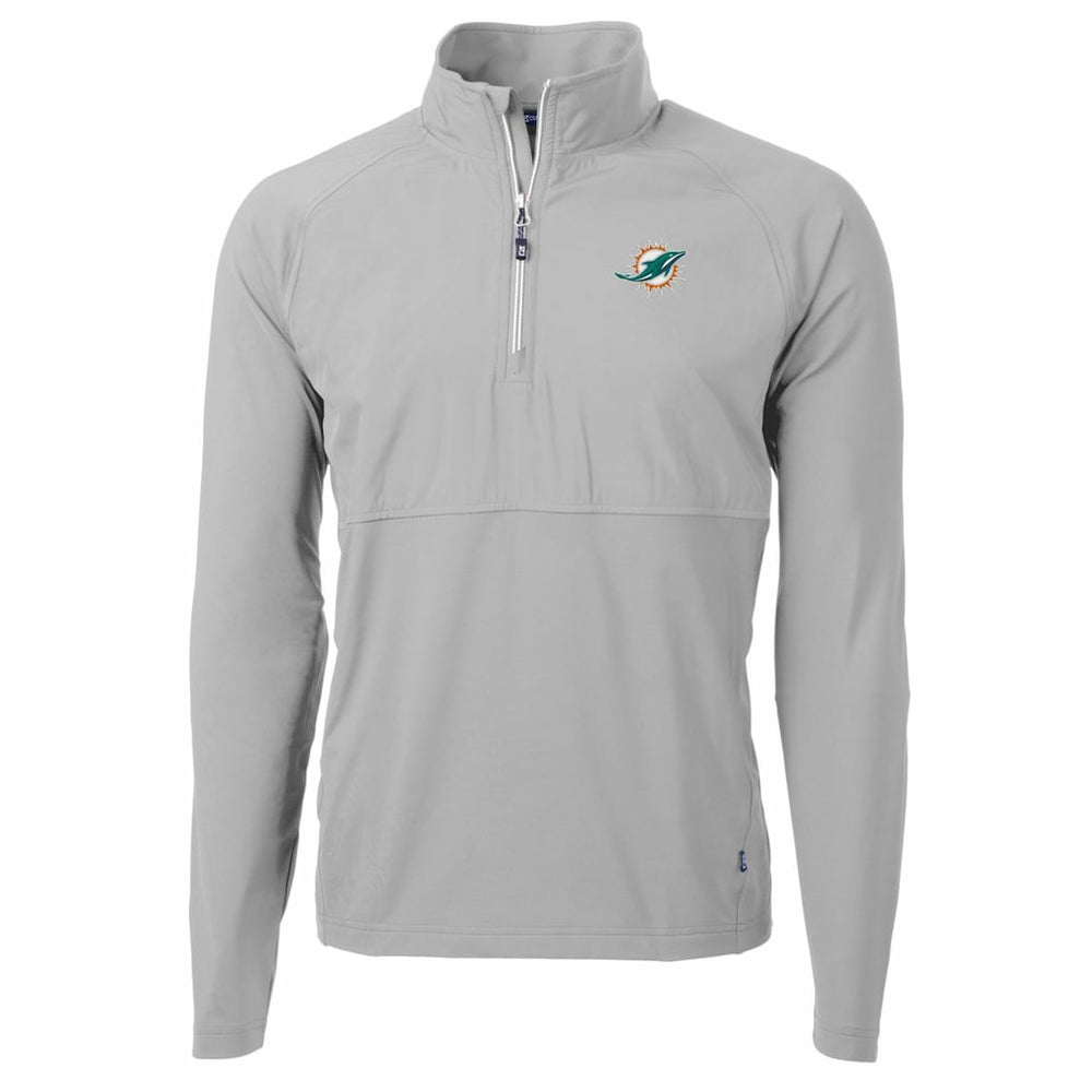 Miami Dolphins Cutter & Buck Adapt Eco Knit Hybrid Recycled Quarter-Zip Raglan Jacket Gray