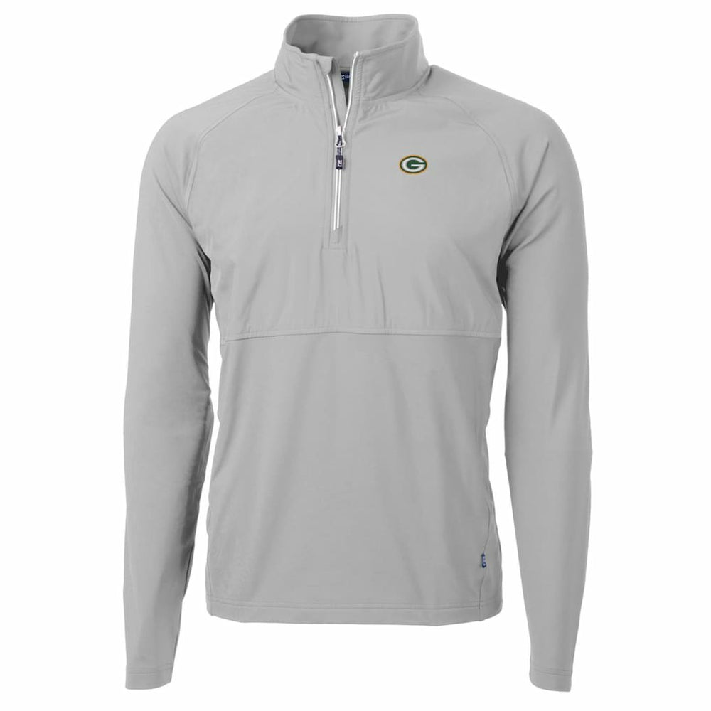 Green Bay Packers Cutter & Buck Adapt Eco Knit Hybrid Recycled Quarter-Zip Raglan Jacket Gray