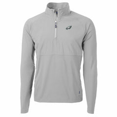 Philadelphia Eagles Cutter & Buck Adapt Eco Knit Hybrid Recycled Quarter-Zip Raglan Jacket Gray