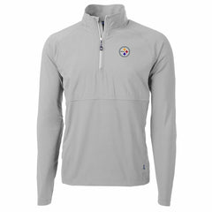 Pittsburgh Steelers Cutter & Buck Adapt Eco Knit Hybrid Recycled Quarter-Zip Raglan Jacket Gray