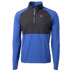 New York Giants Cutter & Buck Adapt Eco Knit Hybrid Recycled Quarter-Zip Raglan Jacket Black/Royal