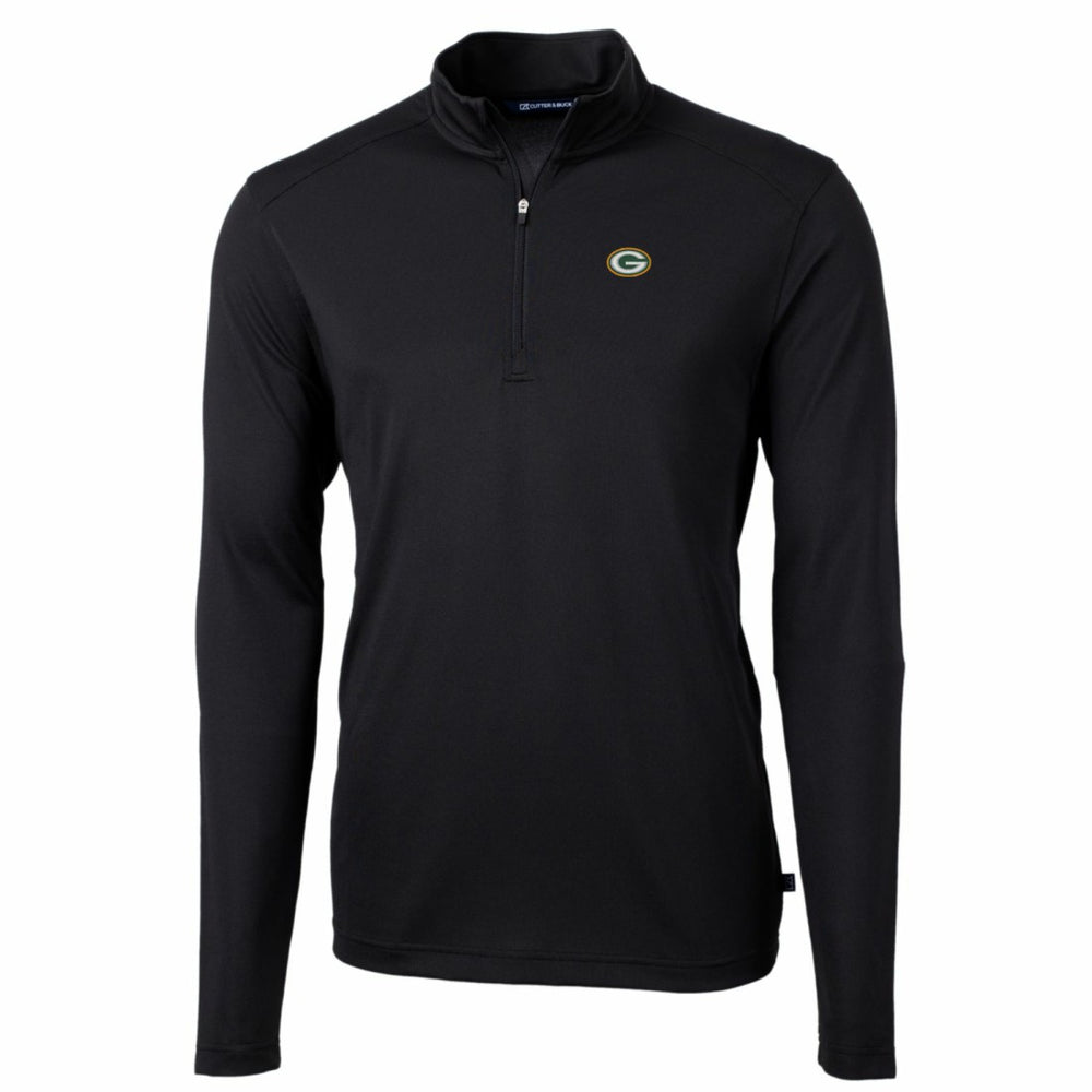 Green Bay Packers Cutter & Buck Big & Tall Virtue Eco Pique Quarter-Zip Pullover Jacket Black