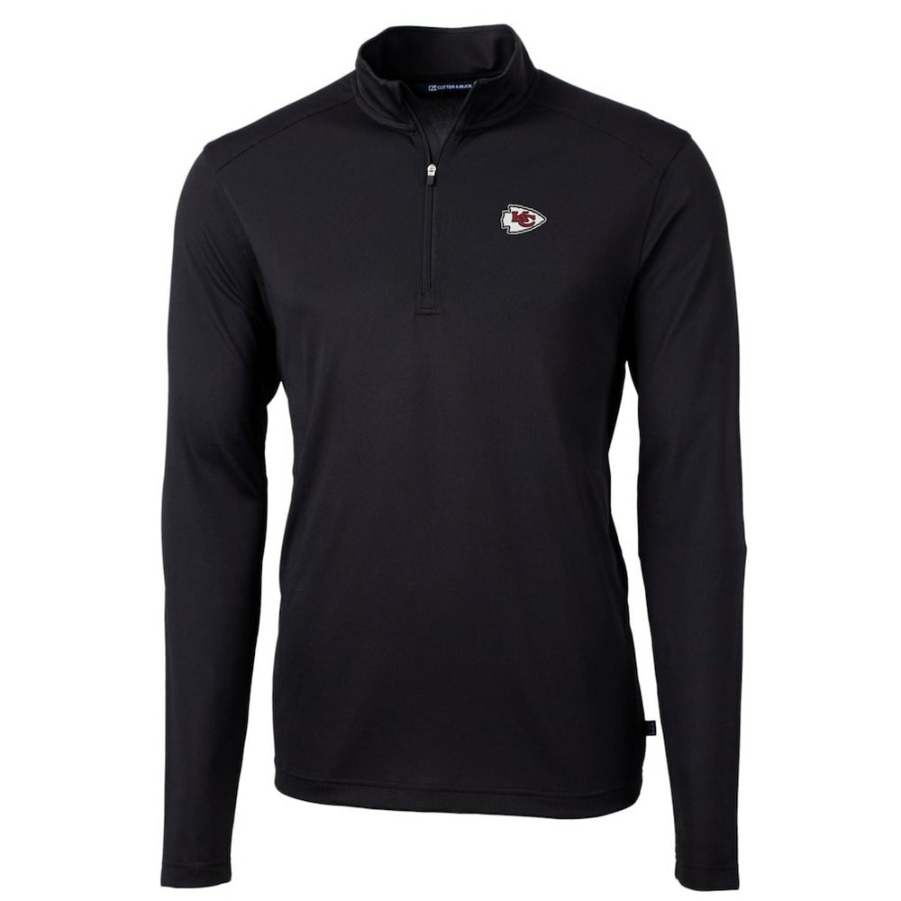 Kansas City Chiefs Cutter & Buck Big & Tall Virtue Eco Pique Quarter-Zip Pullover Jacket Black