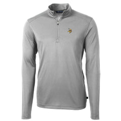 Minnesota Vikings Cutter & Buck Big & Tall Virtue Eco Pique Quarter-Zip Pullover Jacket Gray