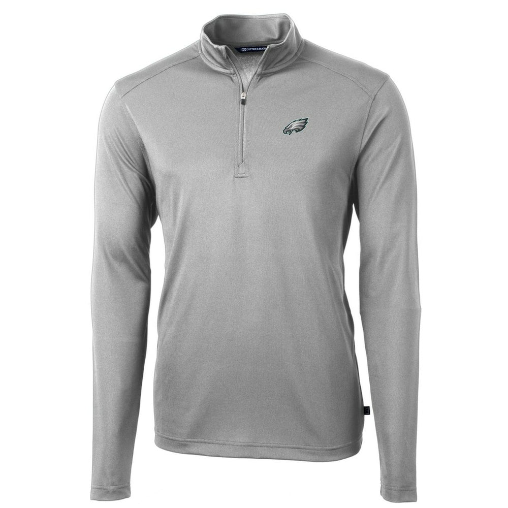 Philadelphia Eagles Cutter & Buck Big & Tall Virtue Eco Pique Quarter-Zip Pullover Jacket Gray