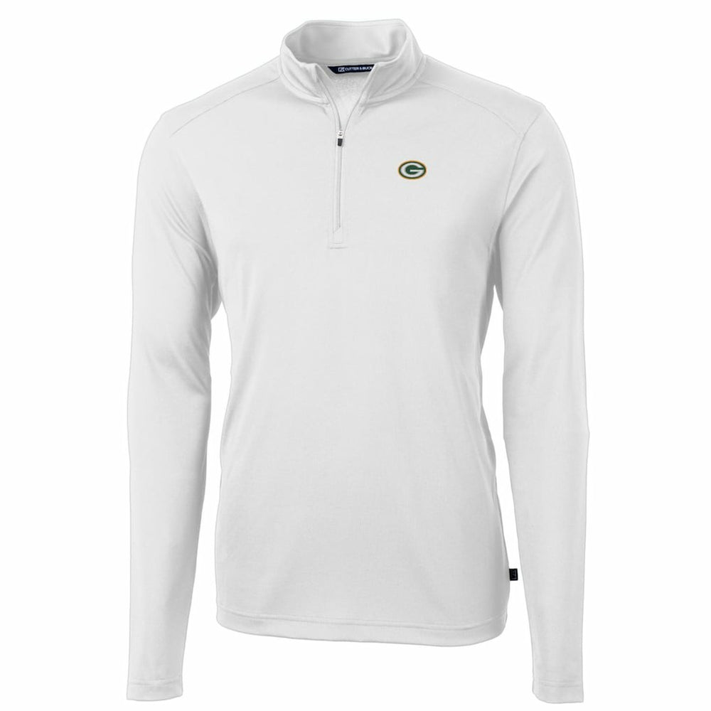 Green Bay Packers Cutter & Buck Big & Tall Virtue Eco Pique Quarter-Zip Pullover Jacket White