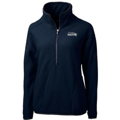 Seattle Seahawks Cutter & Buck Women's Cascade Eco Sherpa Fleece Half-Zip Pullover Jacket Navy