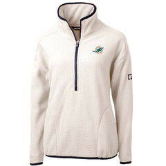 Miami Dolphins Cutter & Buck Women's Cascade Eco Sherpa Fleece Half-Zip Pullover Jacket White/Navy