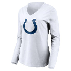 Indianapolis Colts Women's Team Authentic Logo Personalized Name & Number V-Neck Long Sleeve T-Shirt White