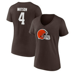 Fanatics Deshaun Watson Cleveland Browns Women's Player Icon Name & Number V-Neck T-Shirt Brown