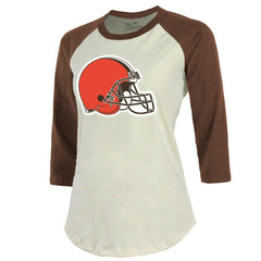 Deshaun Watson Cleveland Browns Majestic Threads Women's Player Name & Number Tri-Blend Three-Quarter Sleeve T-Shirt Cream