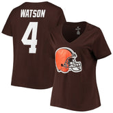 Fanatics Deshaun Watson Cleveland Browns Women's Plus Size Player Name & Number V-Neck T-Shirt Brown