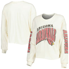 47 brand Arizona Cardinals '47 Women's Brush Back Parkway Cropped Lightweight Long Sleeve T-Shirt Cream