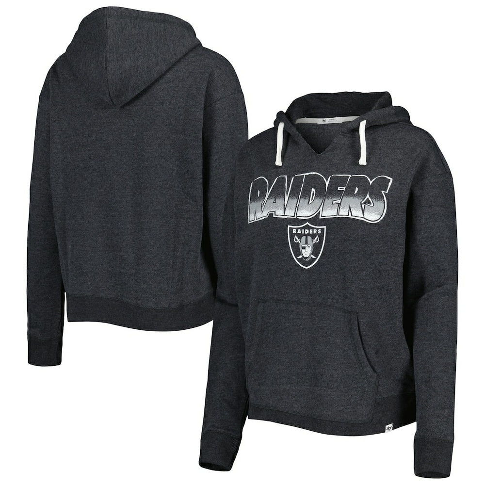 47 brand Las Vegas Raiders '47 Women's Color Rise Kennedy Notch Neck Pullover Hoodie Black