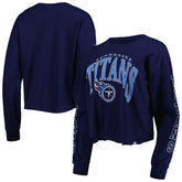 47 brand Tennessee Titans '47 Women's Skyler Parkway Cropped Long Sleeve T-Shirt Navy
