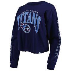 47 brand Tennessee Titans '47 Women's Skyler Parkway Cropped Long Sleeve T-Shirt Navy
