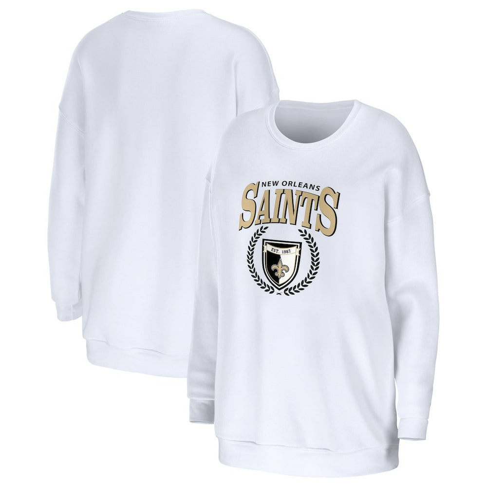 New Orleans Saints WEAR by Erin Andrews Women's Oversized Pullover Sweatshirt White