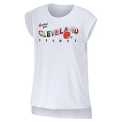 Cleveland Browns WEAR by Erin Andrews Women's Greetings From Muscle T-Shirt White