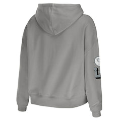 Las Vegas Raiders WEAR by Erin Andrews Women's Modest Cropped Pullover Hoodie Gray
