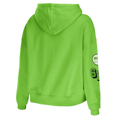 Seattle Seahawks WEAR by Erin Andrews Women's Plus Size Modest Cropped Pullover Hoodie Neon Green