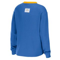 Los Angeles Chargers WEAR by Erin Andrews Women's Waffle Henley Long Sleeve T-Shirt Powder Blue