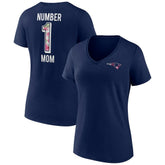 Fanatics New England Patriots Women's Plus Size Mother's Day #1 Mom V-Neck T-Shirt Navy