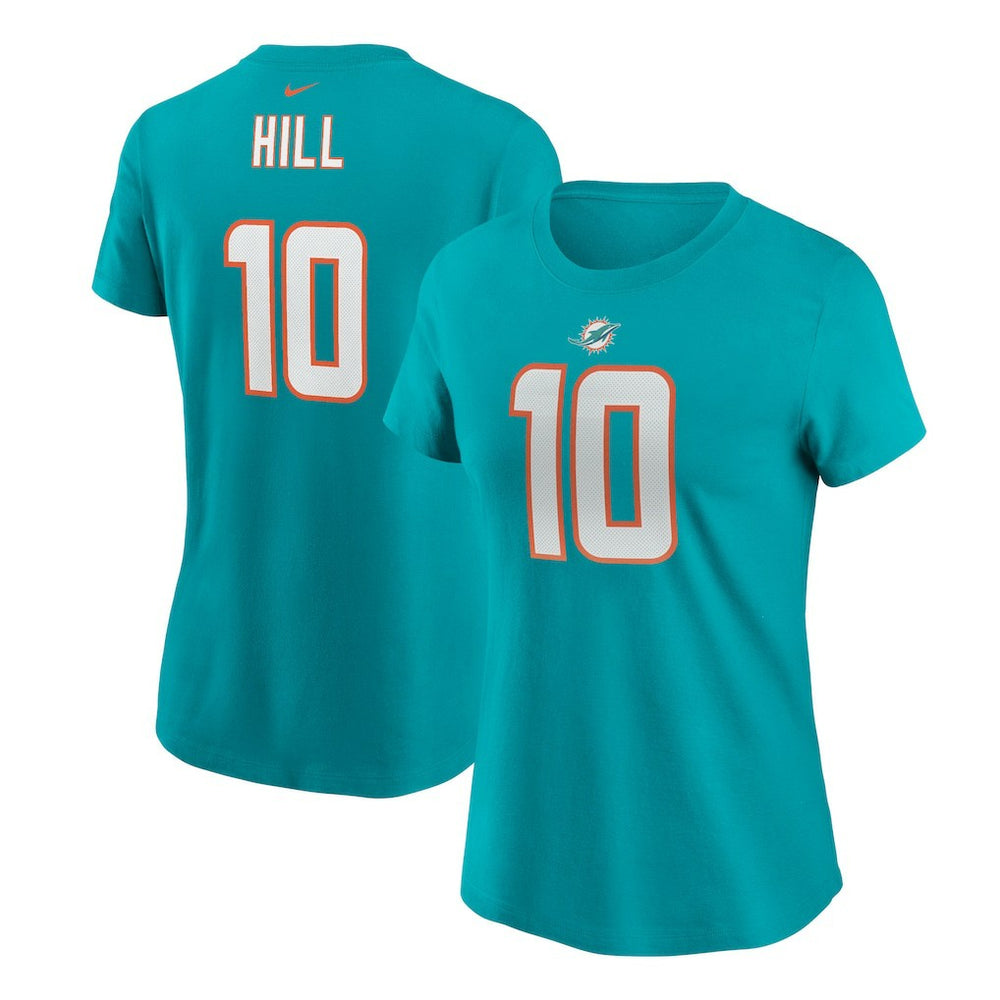 Nike Tyreek Hill Miami Dolphins Women's Player Name & Number T-Shirt Aqua
