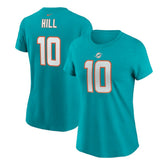 Nike Tyreek Hill Miami Dolphins Women's Player Name & Number T-Shirt Aqua