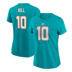 Nike Tyreek Hill Miami Dolphins Women's Player Name & Number T-Shirt Aqua