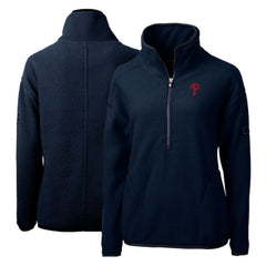 Philadelphia Phillies Cutter & Buck Women's Cascade Eco Sherpa Fleece Quarter-Zip Pullover Jacket - Navy - MLB Online