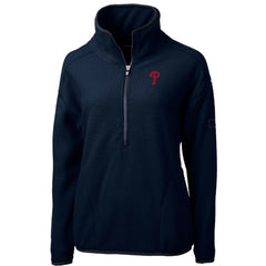 Philadelphia Phillies Cutter & Buck Women's Cascade Eco Sherpa Fleece Quarter-Zip Pullover Jacket - Navy - MLB Online