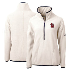 St. Louis Cardinals Cutter & Buck Women's Cascade Eco Sherpa Fleece Quarter-Zip Pullover Jacket - White/Navy - MLB Lifestyle