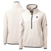Washington Nationals Cutter & Buck Women's Cascade Eco Sherpa Fleece Quarter-Zip Pullover Jacket - White/Navy - MLB Online