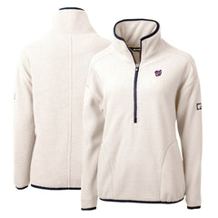 Washington Nationals Cutter & Buck Women's Cascade Eco Sherpa Fleece Quarter-Zip Pullover Jacket - White/Navy - MLB Online