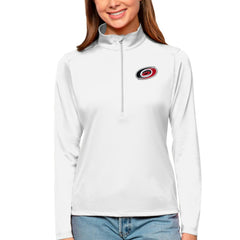 Carolina Hurricanes Antigua Women's Tribute Quarter-Zip Pullover Top - White - NHL 4807556